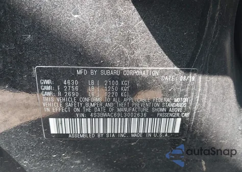 2020 Subaru Legacy Premium from USA, damaged, VIN 4S3BWAC69L3002636